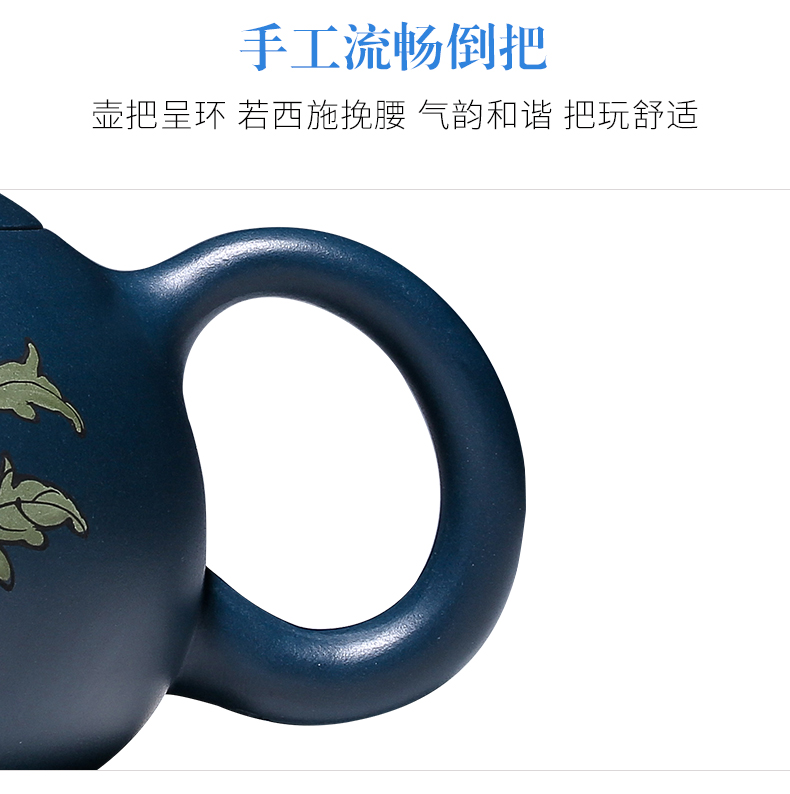 純手工紫砂壺，小巧琺瑯印花紫砂壺